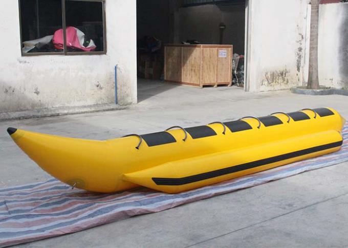 黄色/黒 0.9mm ポリ塩化ビニールは膨脹可能な水おもちゃ水ゲームのバナナ ボートを毛鉤で釣ります