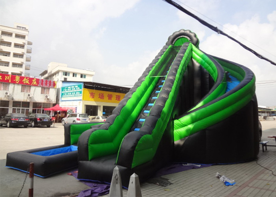 中国 緑/黒のねじれの膨脹可能なプールのスライド/デジタル印刷の使用料 Inflatables サプライヤー